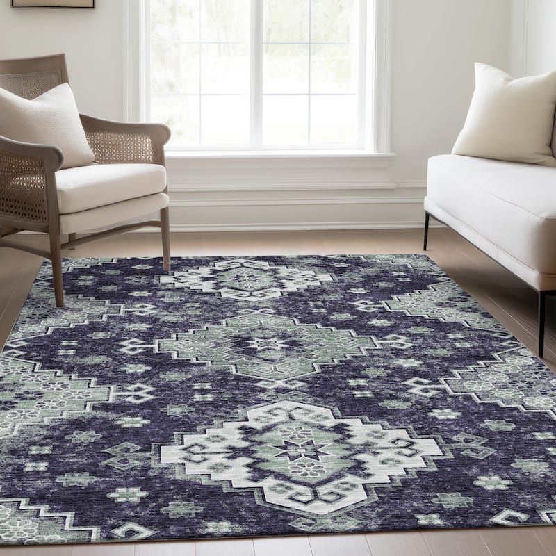 Machine Washable Indoor/ Outdoor Chantille Boho Tribal Rug