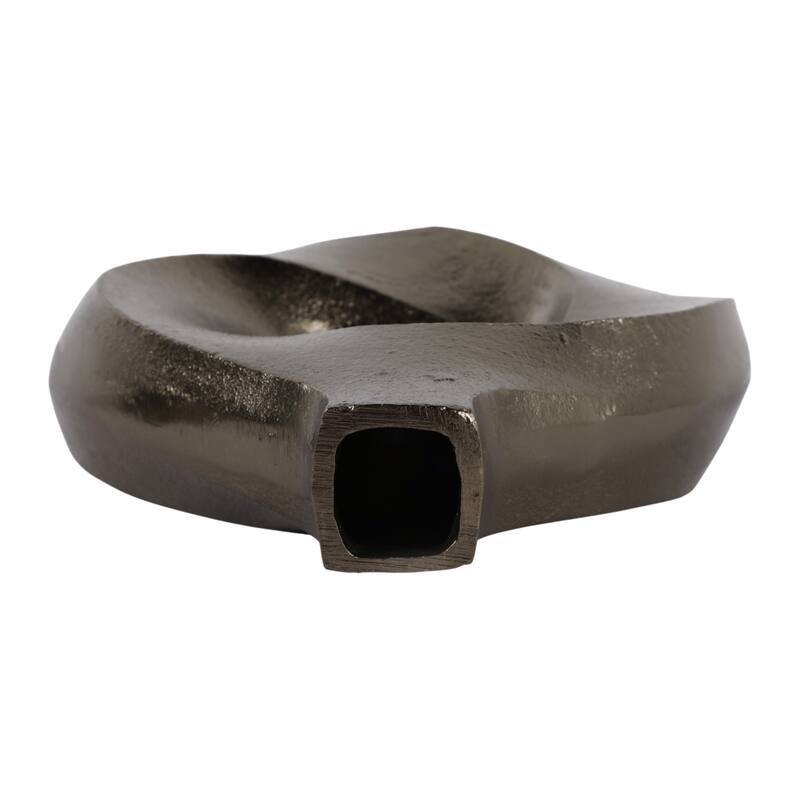 Artistic Metal Swirl Vase with Cut Out Center - Sculptural Flower Vase