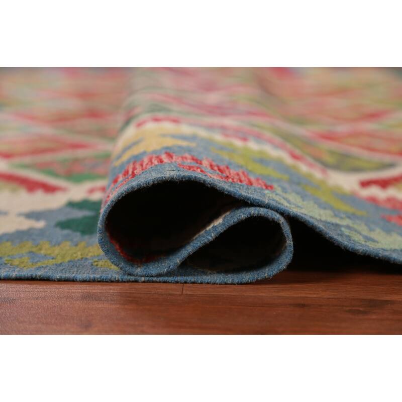 Kilim Oriental Area Rug Flatweave Wool Carpet - 5'11" x 8'3"