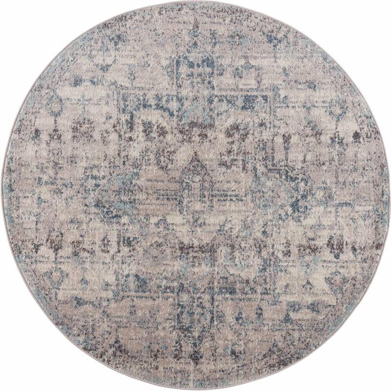 Hauteloom Orrick Hallway, Kitchen Runner Rug - Blue, Cream, Dark Brown - 2'7" x 7'3"