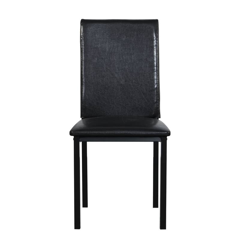 5-Piece Dining Table Set with Faux Marble Top and Upholstered PU Chairs, Modern Kitchen Table Set for 4