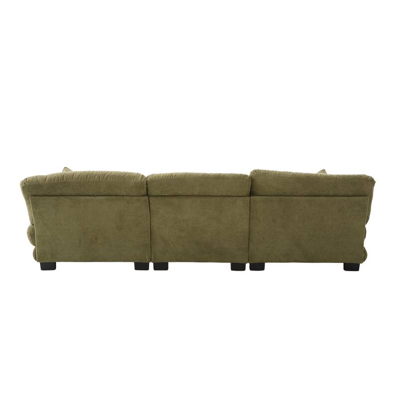 118'' Large U Shape Sofa Velvet Modular Sofa with 2 Ottomans for Living Room