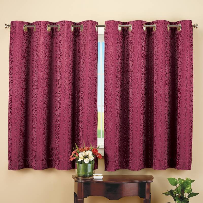 Insulated Scroll Pattern Short Curtain Panel