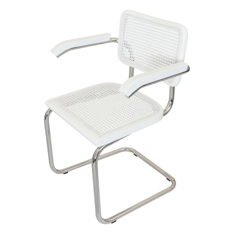 Breuer Chair Company Marcel Breuer Cesca Cane Cantilever Armchair Arm Chair w/ Chrome Steel Frame (Various Wood & Cane Colors)