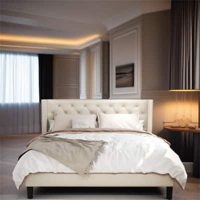 Bed Frame with Upholstered Headboard