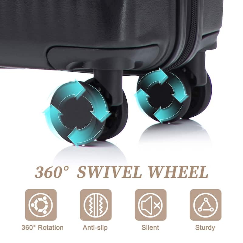 14"/20" 2 pcs/set in ABS Spinner Wheel Luggage, with Combination Lock and Front Opening Design, 14" Cosmetic Case
