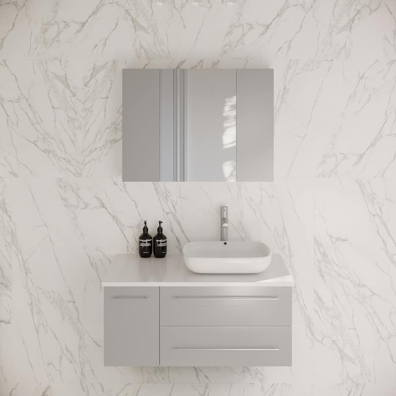 Fresca Lucera 36" Wall Mounted Single Basin Vanity Set with Cabinet,