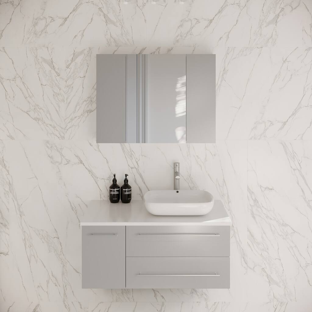 Fresca Lucera 36" Wall Mounted Single Basin Vanity Set with Cabinet,