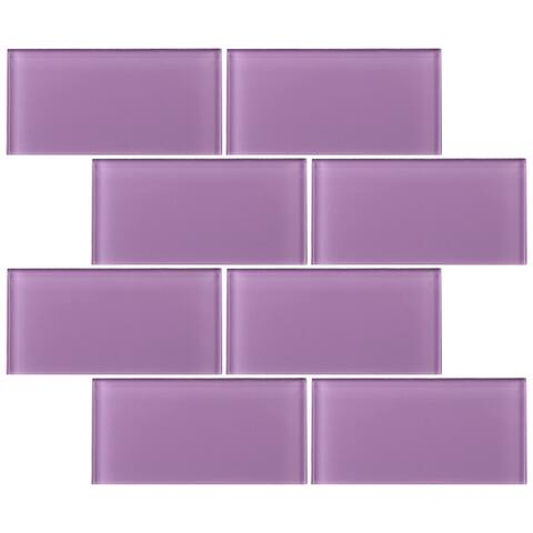 TileGen. 3" x 6" Glass Subway Tile in Purple Wall Tile (80 tiles/10sqft.)