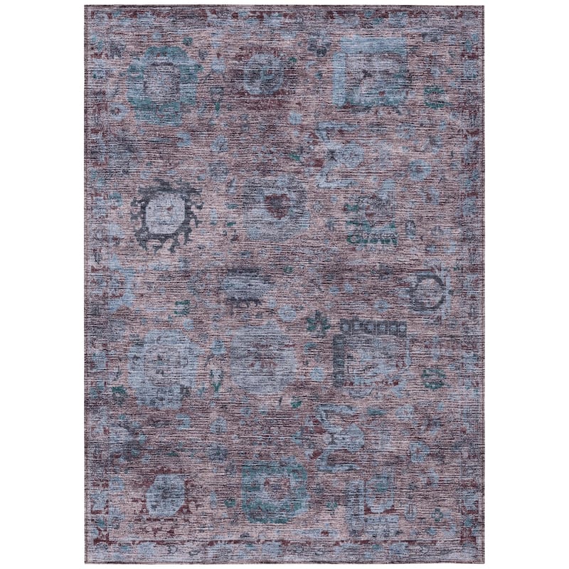 Machine Washable Indoor/ Outdoor Vintage Traditional Chantille Rug