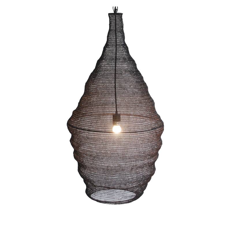 1-Light Satin Black Powder Coat Chain Basket Light