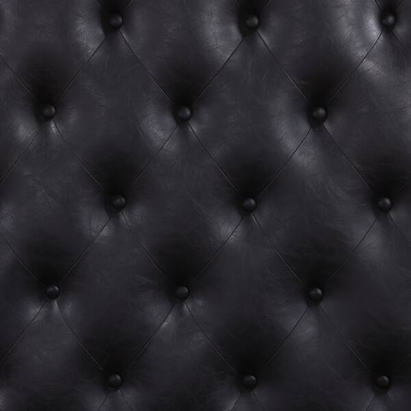 Furniture of America Eugene Traditional Solid Wood Panel Bed with Tufted Leatherette Headboard