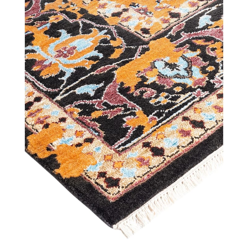 Ikat One-of-a-Kind Hand-Knotted Area Rug - Black, 9' 2" x 12' 3" - 9' 2" x 12' 3"