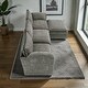 preview thumbnail 11 of 13, L-Shaped Corduroy Corner Sofa with Storage Armrest Cushions, Modular Cloud Sofa, 3-Seat Sectional