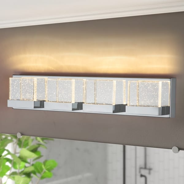 3/4-Light Chrome Integrated LED Bubble Crystal Vanity Light - Bed Bath ...