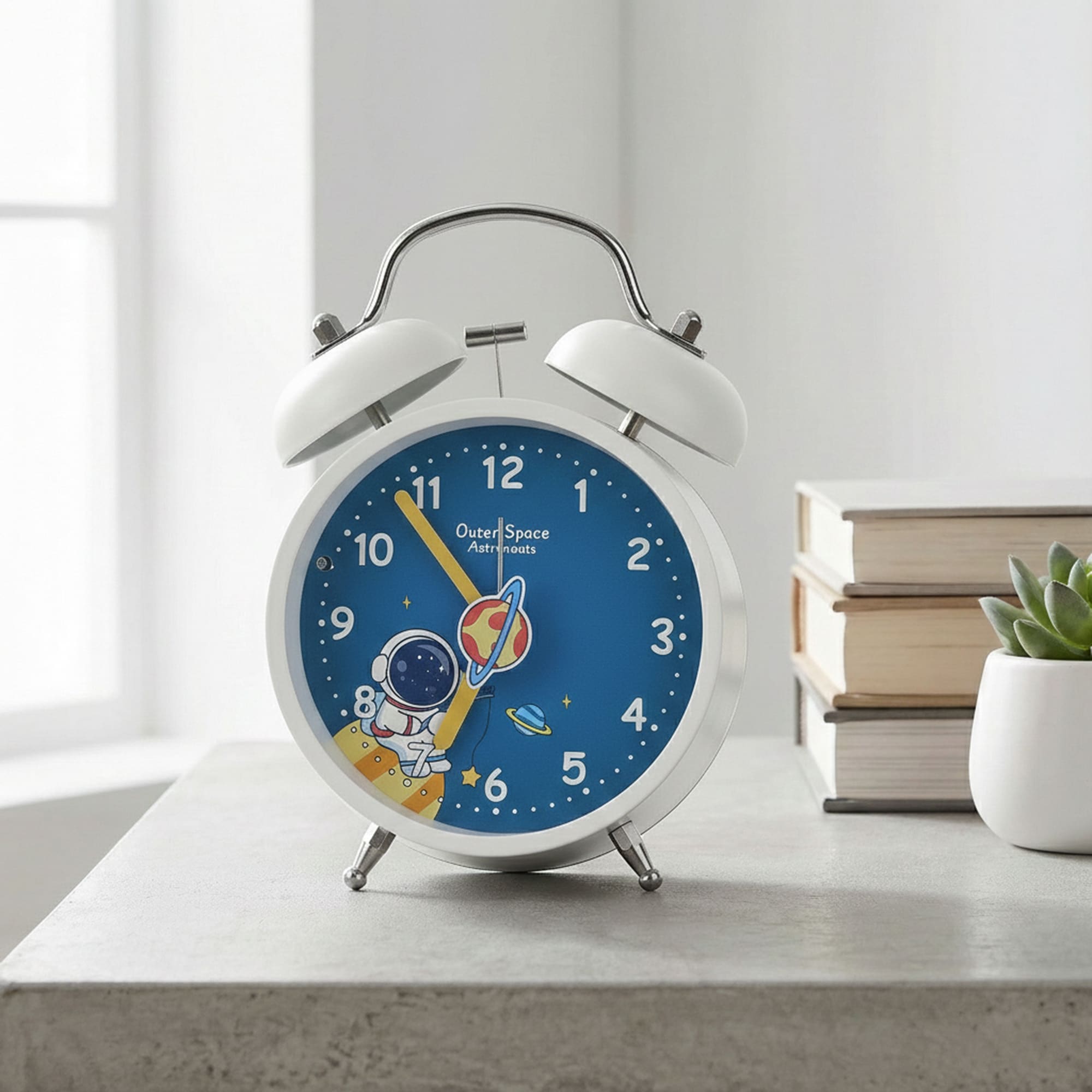 Desk Alarm Clock, Astronaut Pattern, Loud Alarms, Non-Tick,Night Light, Perfect for Teens 4.2"Lx2.1"Wx6.4"H