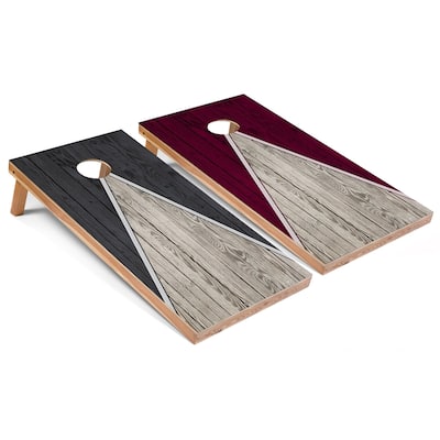 Dark Grey and Maroon Pyramid Cornhole Board Set
