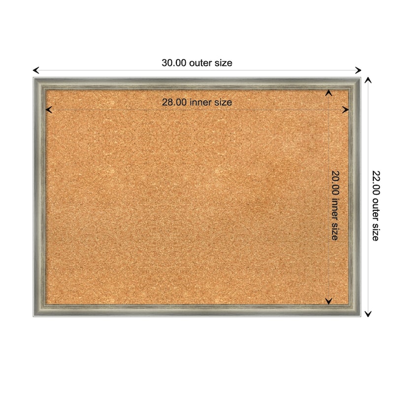 Salon Scoop Wood Framed Natural Corkboard Bulletin Board - Salon Scoop Silver - Board Size 28x20