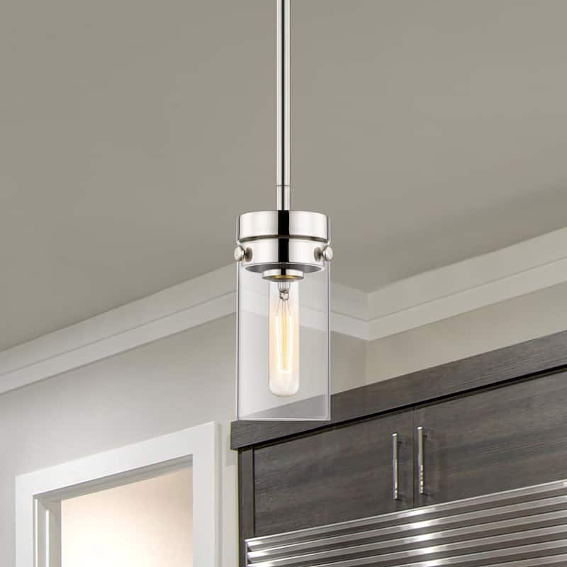Intersection 1 Light Mini Pendant Polished Nickel with Clear Glass - Polished Nickel