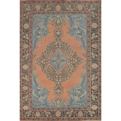 Tabriz Persian Vintage Area Rug Handmade Oriental Wool Carpet - 6'8" x 9'11"