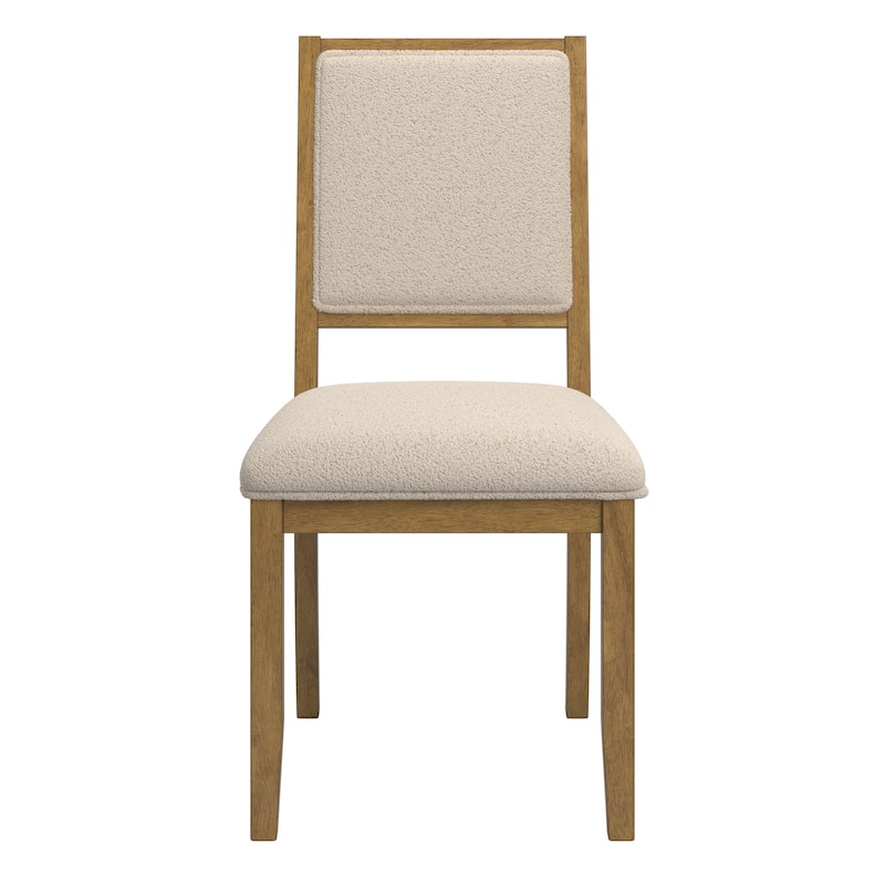 Harstad Wood Finish Cream Boucle Fabric Dining Chair (Set of 2) by iNSPIRE Q Modern