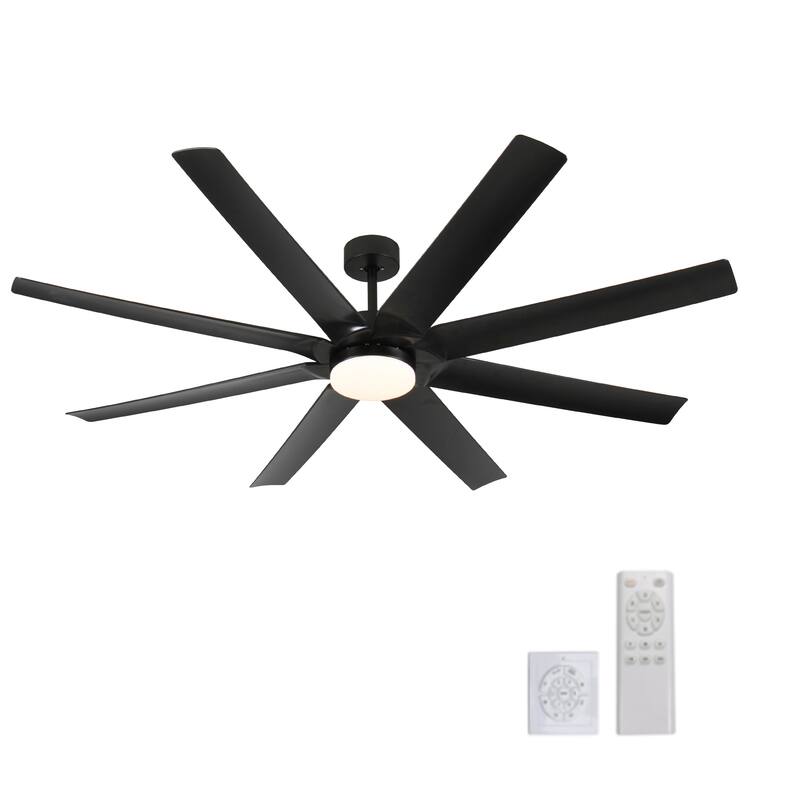 6 Speed Remote Ceiling Fan with LED Light, Large 72 Inch Reversible Airflow Ceiling Fan with 3 Downrods