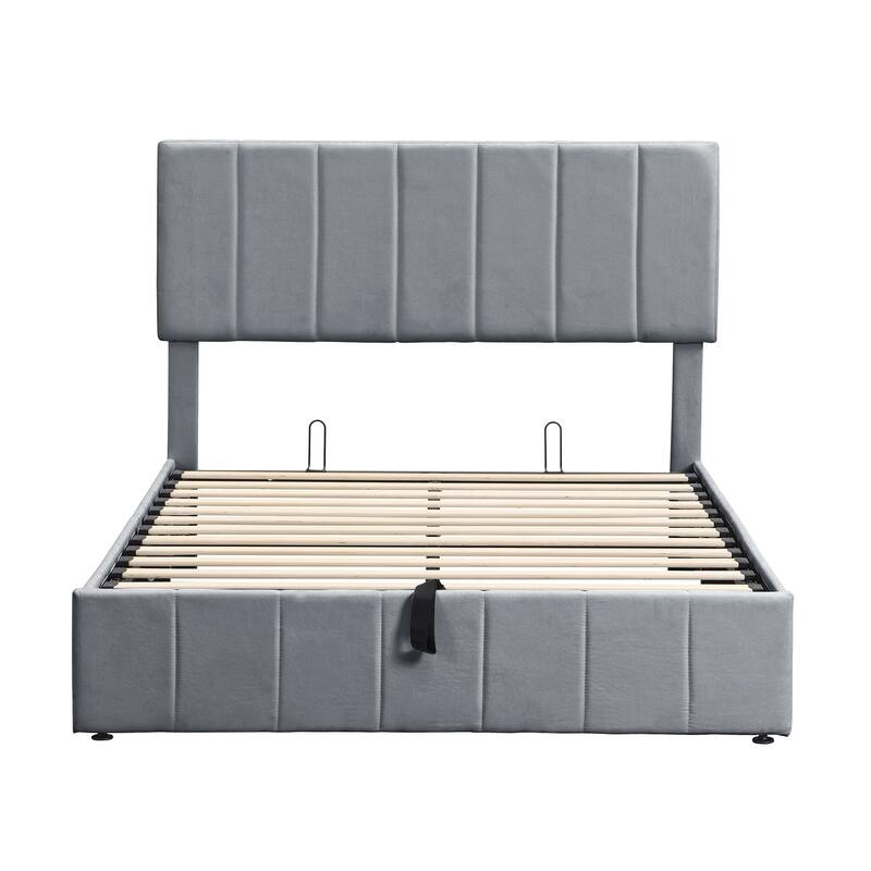 Merax Upholstered Platform Bed with a Hydraulic Storage System