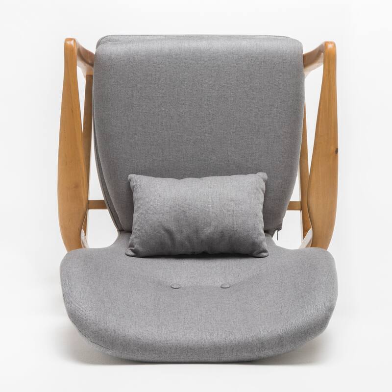 Fabric Mid-Century Club Chair with Wood Frame and Tufted Back