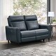 preview thumbnail 2 of 20, Abbyson Ludovic Leather Power Reclining Loveseat with Power Headrest Navy
