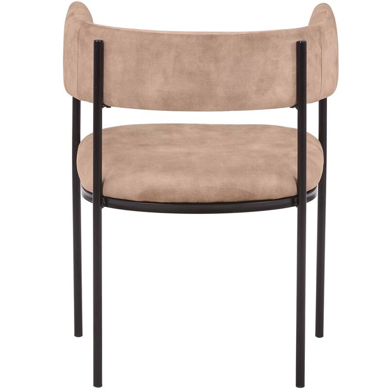 Dining Chair in Leather with Open-Back and Powder Coated Iron Legs Set of 4