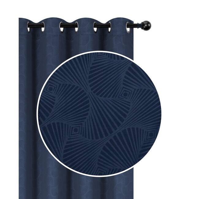 Embossed Panel W 8 Grom (shell) (navy) (96") - Set Of 2 - Blue