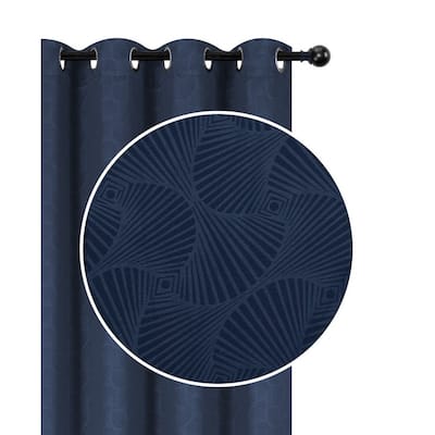 Embossed Panel W 8 Grom (shell) (navy) (96") - Set Of 2