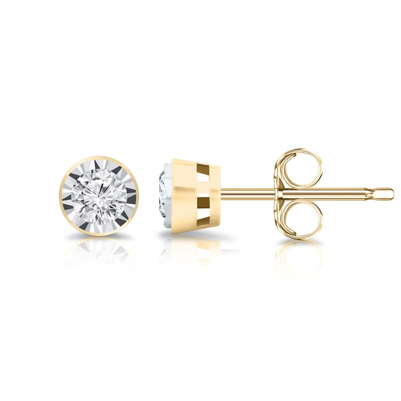 Auriya 14k Gold 1/5ctw Round Diamond Stud Earrings Bezel-set (G-H, I1-I2)