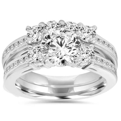 3 1/2ct Enhanced Diamond Engagement Ring Wedding Set White Gold Watch Video