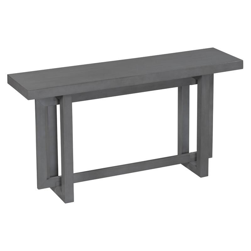 Modern Entryway Console Table with Industrial-inspired Concrete Wood Top, Hallway Foyer Sofa Long Table Entryway Table