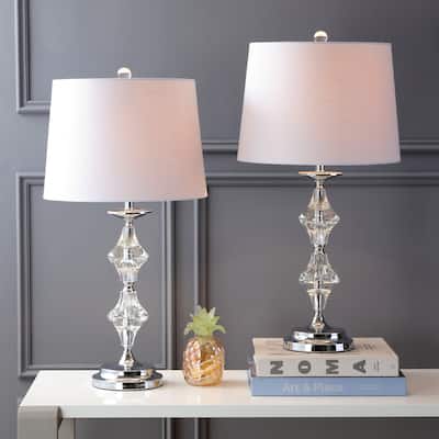 Chloe 27.5" Crystal LED Table Lamp, Clear/Chrome (Set of 2) by JONATHAN Y