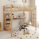 preview thumbnail 13 of 20, Full Size Metal Loft Bed with Built-in Desk, Guardrails and 2 Bookshelves