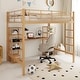 preview thumbnail 1 of 15, Full Size Metal Loft Bed with Built-in Desk and Shelves, Practical Storage Kids Teens Bed Frame Gold