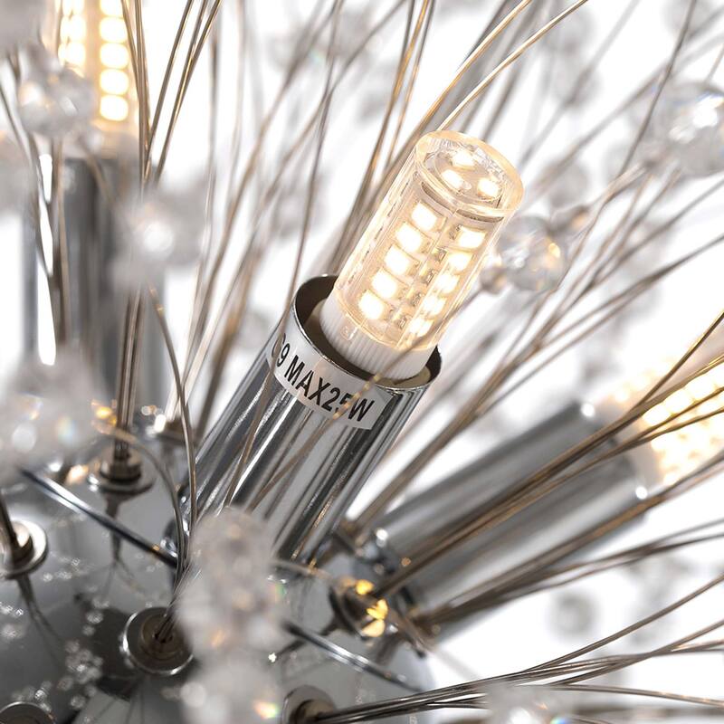 8-Light Modern Luxurious Sputnik Starburst Sphere Pendant Starburst Crystal Chandelier