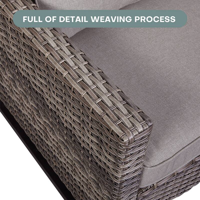 Gymojoy Wicker Swivel Glider Chair with 4 inch Olefin Cushions