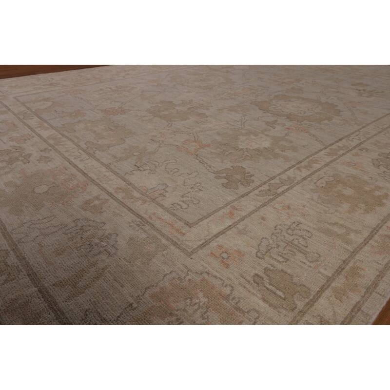 Floral Oriental Oushak Turkish Area Rug Hand-Knotted Wool Carpet - 7'9"x 10'3"