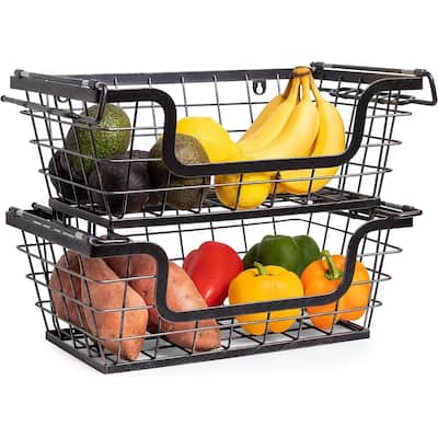 Wire Baskets - Set of 2 Stackable Hanging Bins