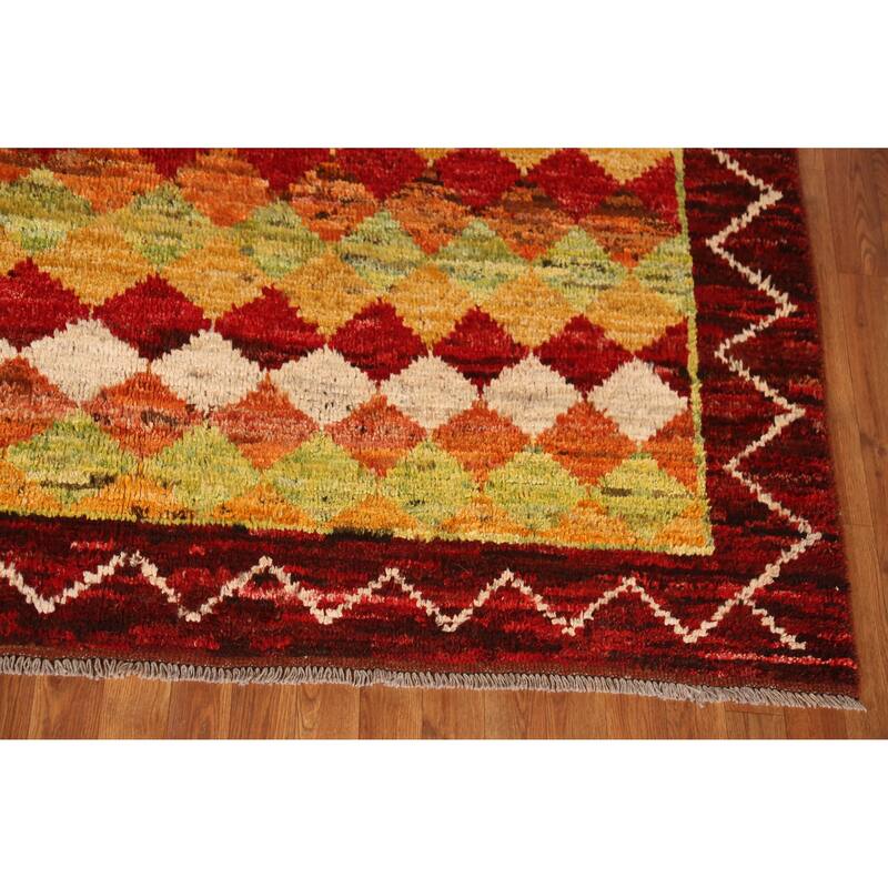 Trellis Geometric Moroccan Oriental Area Rug Hand-Knotted Wool Carpet - 6'9" x 10'1"