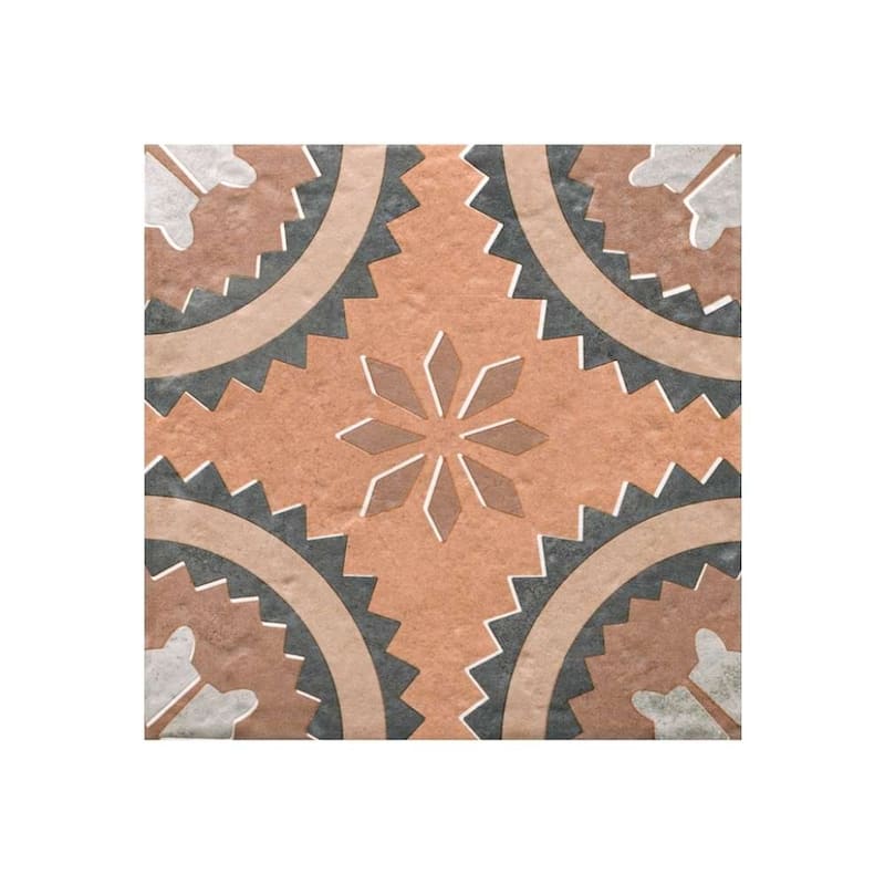 Verity Poppy 8x8 Matte Porcelain Encaustic Tile - Floor, Wall, Backsplash