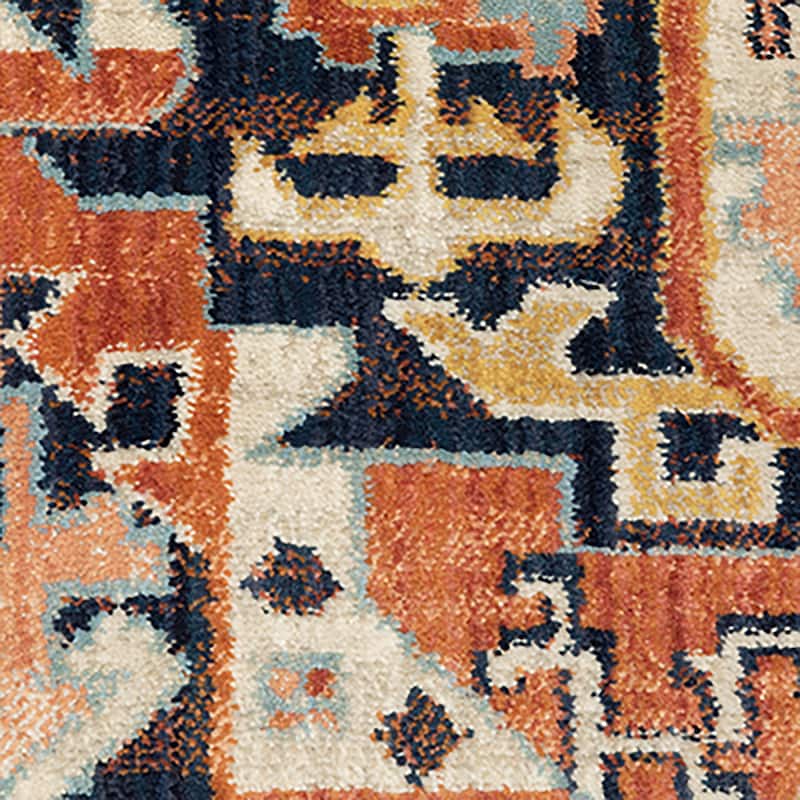 Style Haven Jaxon Bohemian Tribal Orange/Blue Area Rug