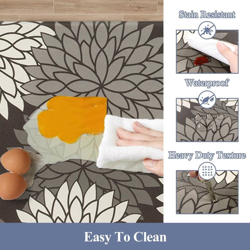Anti Fatigue Kitchen Rug Sets 2 Piece Non Slip Kitchen Mats - 17.3"x48"+17.3"x28"-0.4"Th