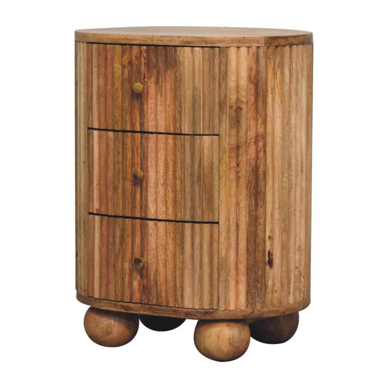 Artisan Furniture Solid Wood Soba Ball 3 Drawer Bedside, 3 drawer