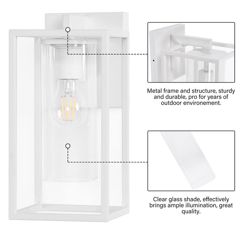 2 Pack Metal 1-Light Clear Glass Outdoor Wall Lighting Sconce