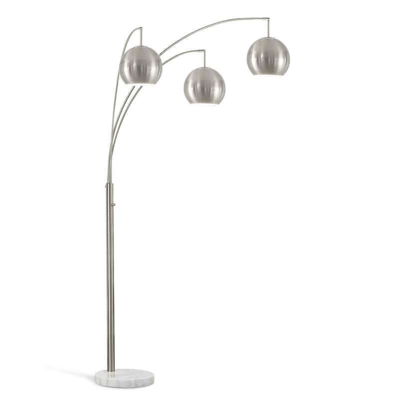 Metro 84"H Metal Globe 3 Lights LED Dimmable Arch Floor Lamp with LED Vintage Bulbs