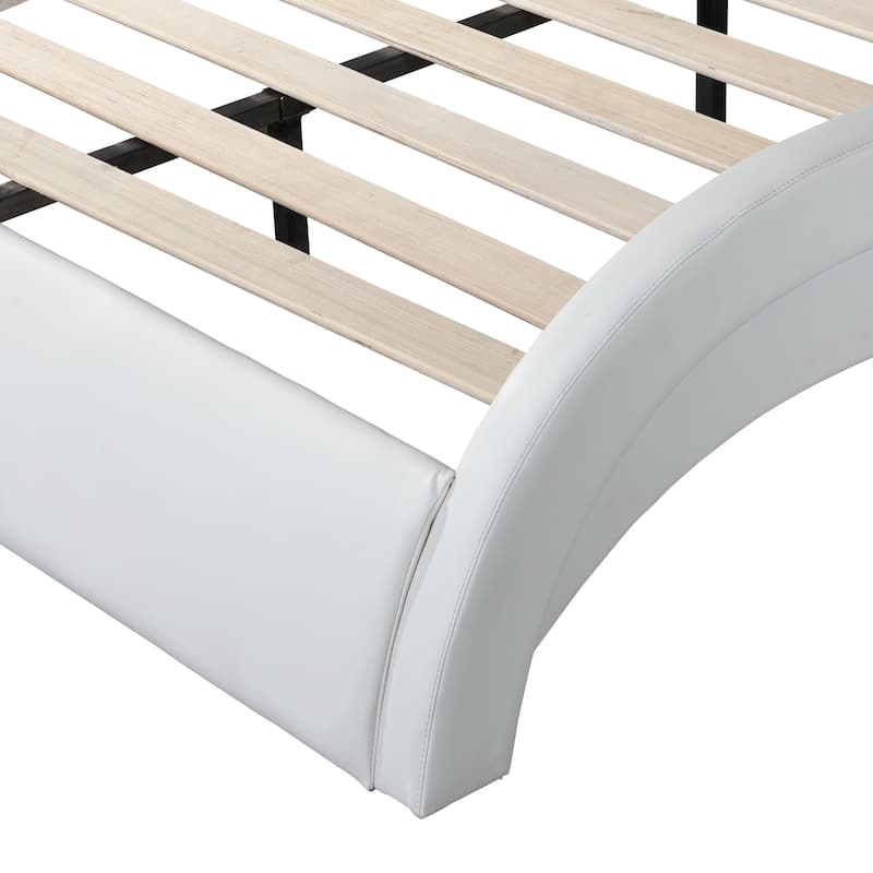 Faux Leather Upholstered Platform Bed Frame Queen Size